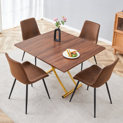 Adjustable Table And Chair Set Modern Wood And Metal Versatile Home Dining