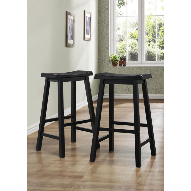 Whitworth Solid Wood Stool, Counter Stool (24” Seat Height), Black Sand-Through