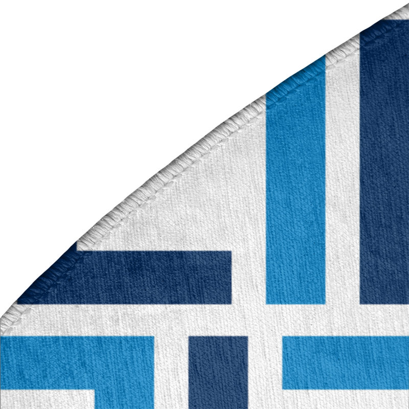 Tapis rond bleu à motif géométrique