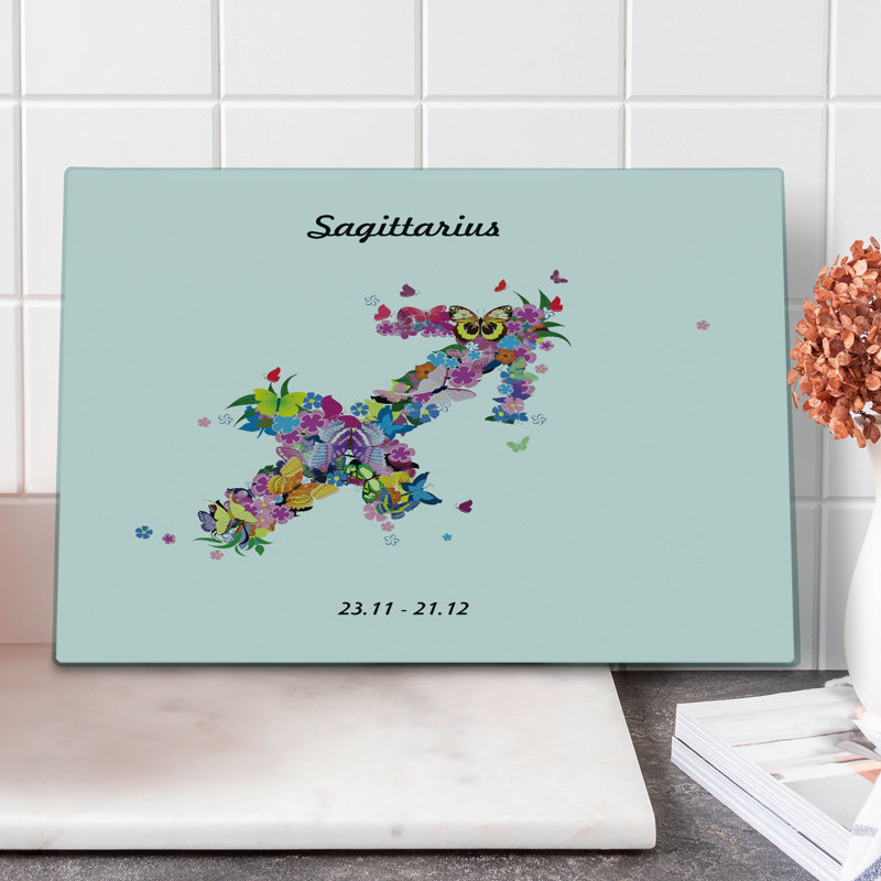 Ambesonne Sagittarius Cutting Board Large Size Arrow Flowers Multicolor