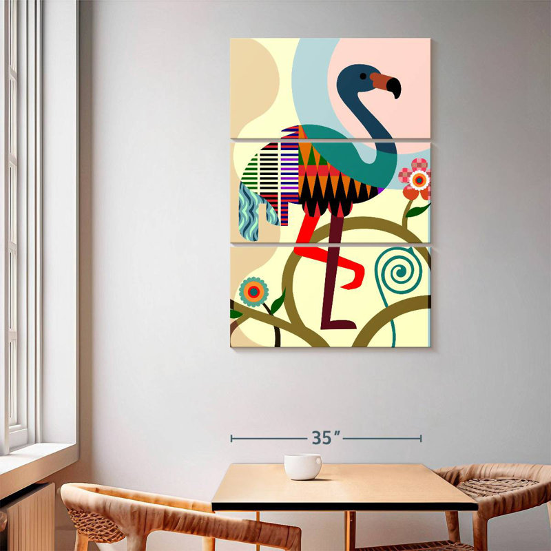 Motif flamant rose Brampt, H 65 po x l 42 po