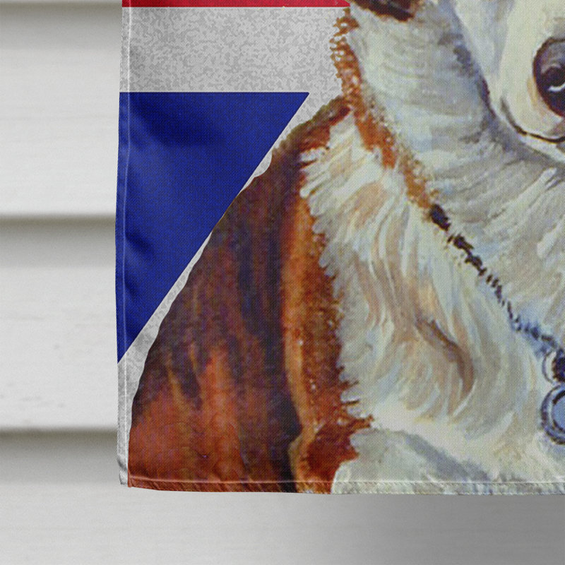 40 x 28 po en polyester britannique 2 faces english union jack drapeau maison, Corgi (brun et blanc)