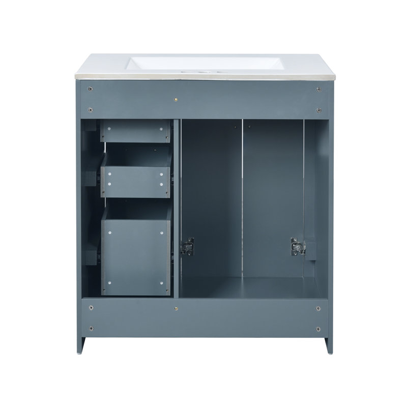 Meuble-lavabo 30 po avec comptoir en céramique, Bleu