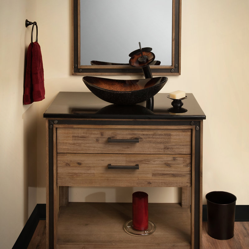 Lavabo de salle de bain vasque ovale en verre Rena, Bronze huilé