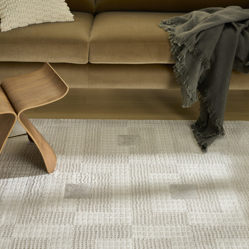 Ebern Designs Reimann Ivory Beige Modern Indoor Rug, Rectangle 4' x 6'