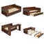  Lit de jour double en bois avec bureau amovible et tables d'appoint hydrauliques - Structure de rangement de 76 po de large avec tiroirs - Brun-1261210