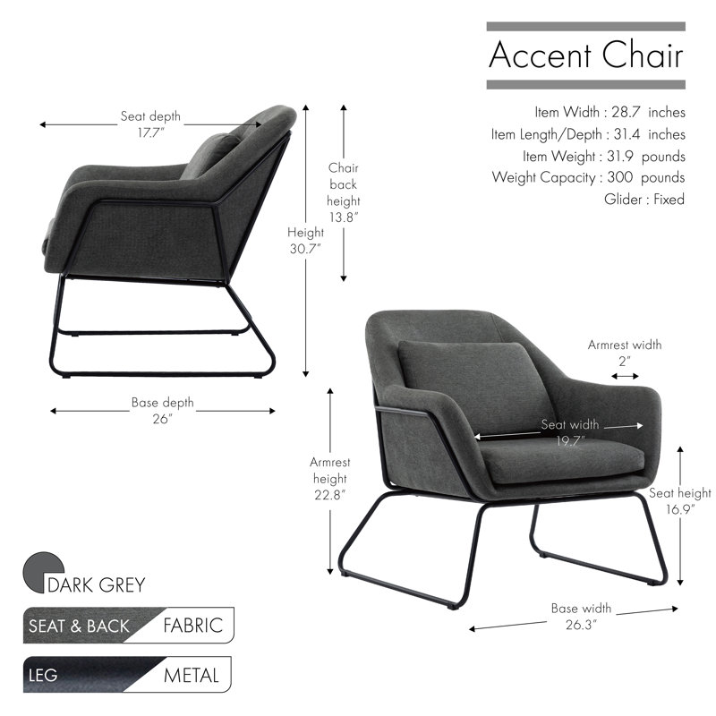 Cambell Upholstered Armchair, Dark Gray