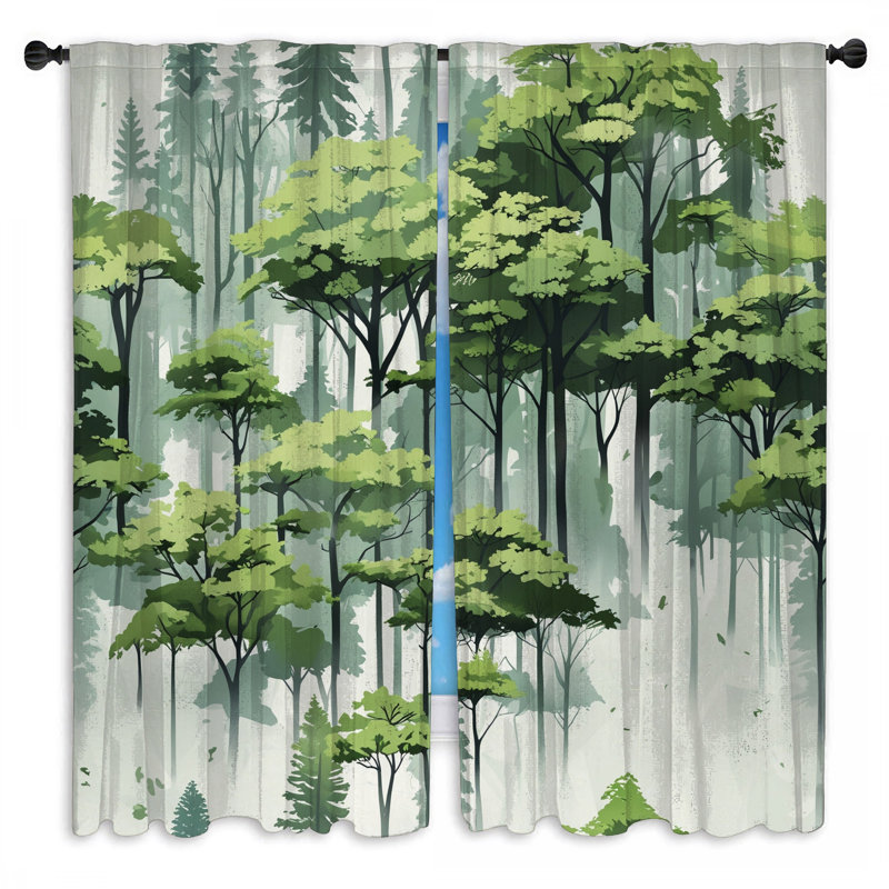 Lush Green Forest Illustration - rideaux obscurcissant et obscurcissant - 2 panneaux, 56 po x 76 po - 2 panneaux, Transparent