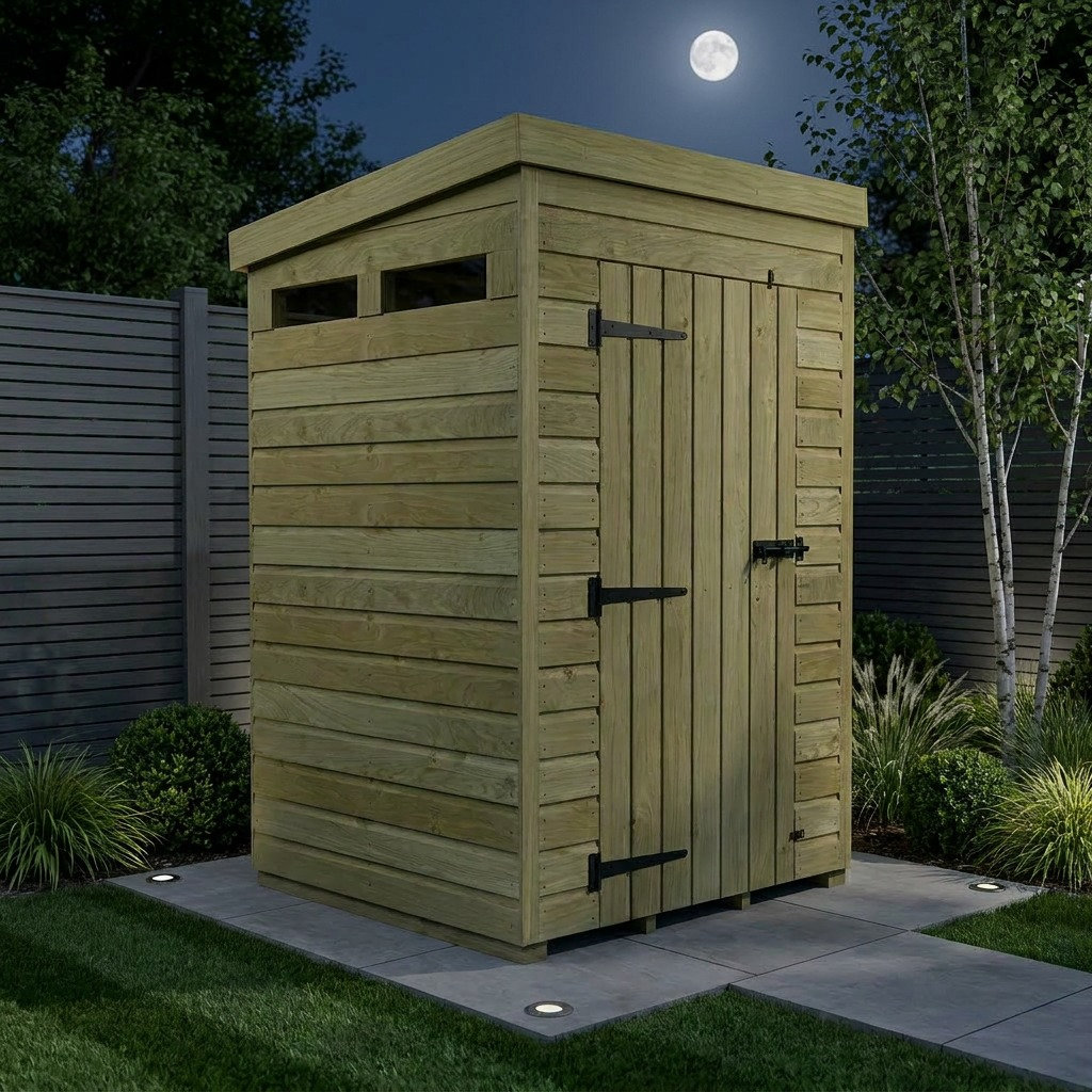 Total Sheds 4ft x 4ft Security Pent Shed - Heavy-Duty Hasp Staple Anti-Tamper - Pressure Treated Timber - UK Manufactured