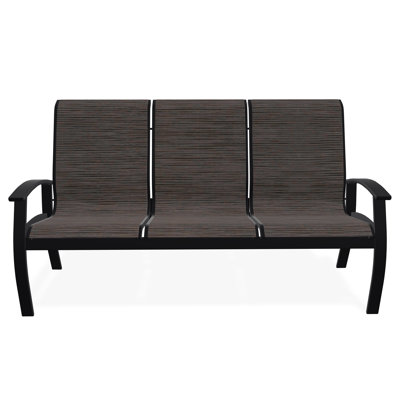 Belle Isle Sling Aluminum Frame 3-Seat Sofa with Marine Grade Polymer Arm Accent