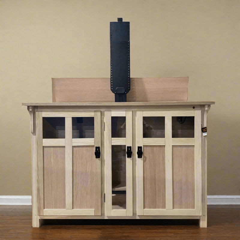 The Bungalow Motorized Smart TV Lift Cabinet for 60 Inch Flat Screen TVs, Unfinished