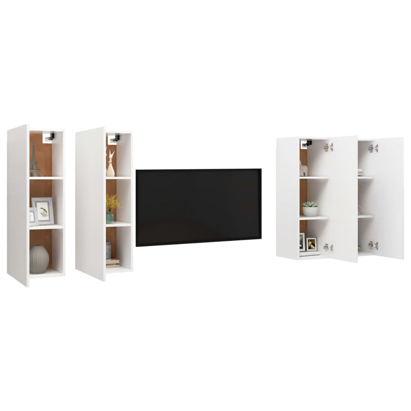 Ayeshia TV Stand, 90cm H x 30.5cm W x 30cm D, White