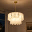 Lustre moderne à deux niveaux en verre nuageux, luminaire suspendu à 9 lumières avec chaîne dorée pour salle à manger, salon, hall d'entrée