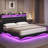 Lift Up Storage  Bed Frame With Charging Station And Hidden Storage Headboard, Led Lights Upholstered Platform Bed With Hydraulic Storage,-1877195848-1877195831
