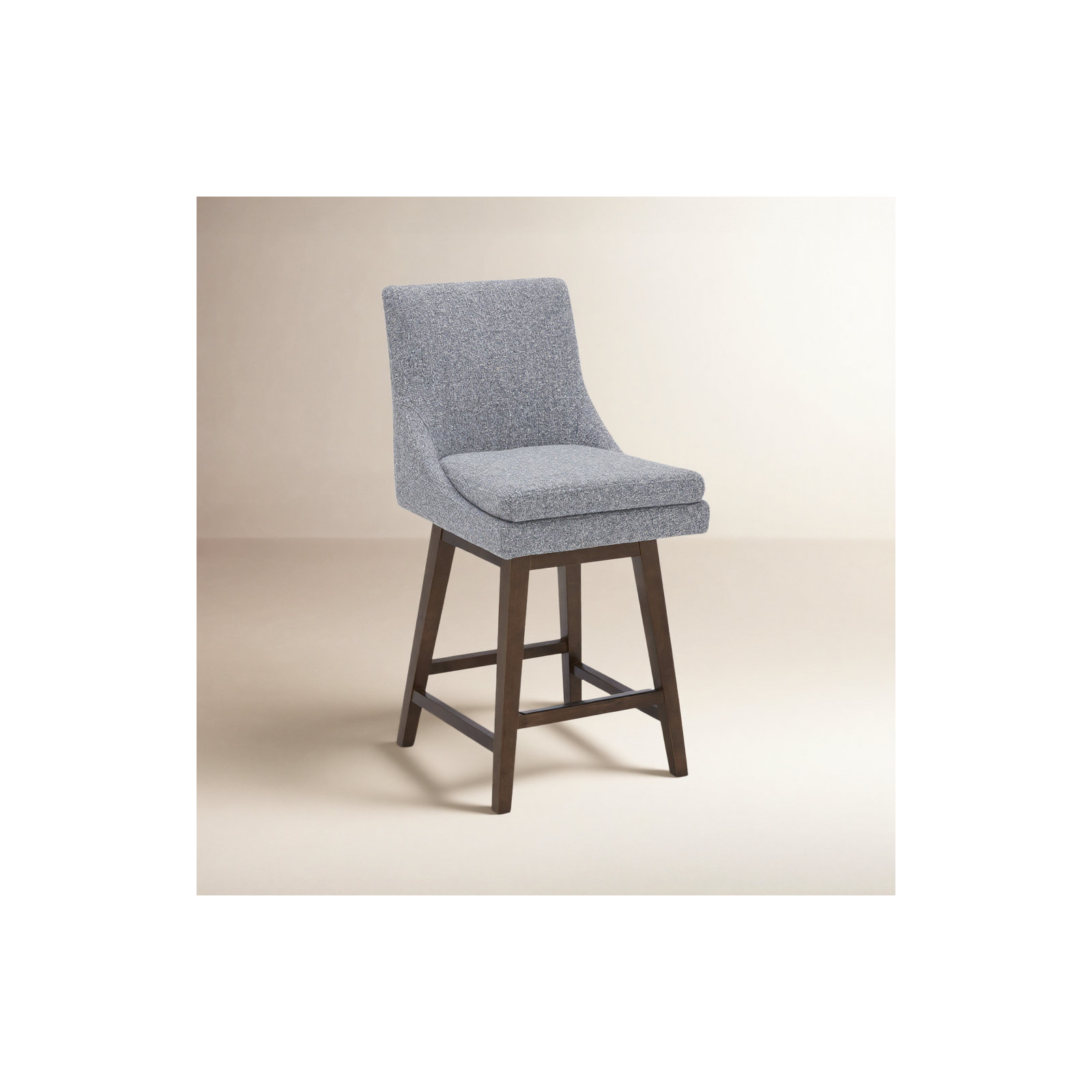 Zahara 26" Upholstered Swivel Counter Stool, Nathan Gray Tweed/Walnut, Counter Stool (26” Seat Height)