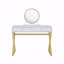 Bureau de meuble-lavabo à finition blanche et dorée Coleen avec miroir et plateau à bijoux