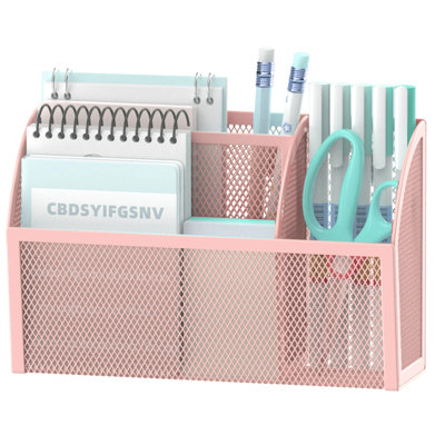 Boîte de rangement magnétique à 3 grilles avec porte-stylo, panier d'organisation magnétique en métal