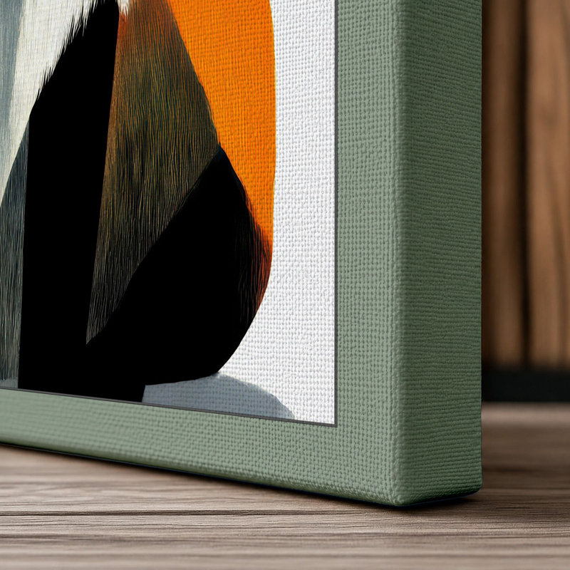 Geometric Fox Portrait Modern - Print, 24x16 - 61.0 x 40.6 cm, Sage Border