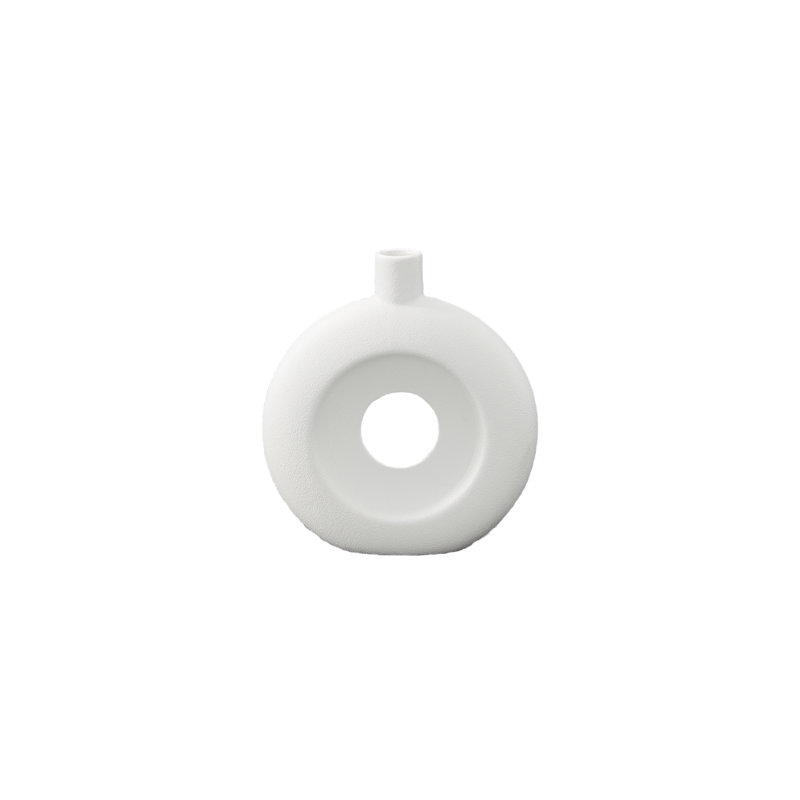 Ceramic Vase Rough Stone Matte Finish White