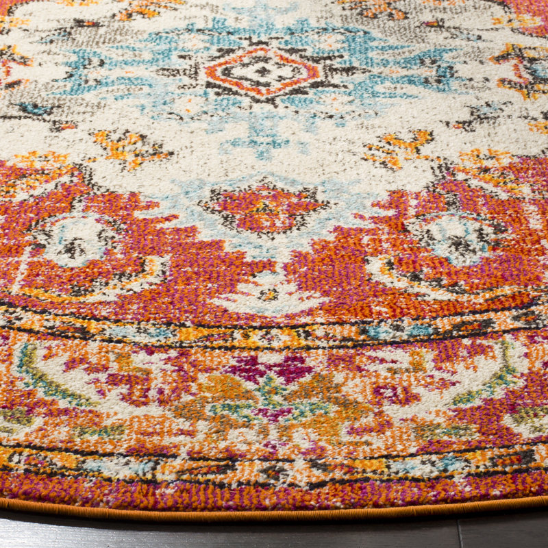 Almyra Oriental Area Rug, Round 3', Orange