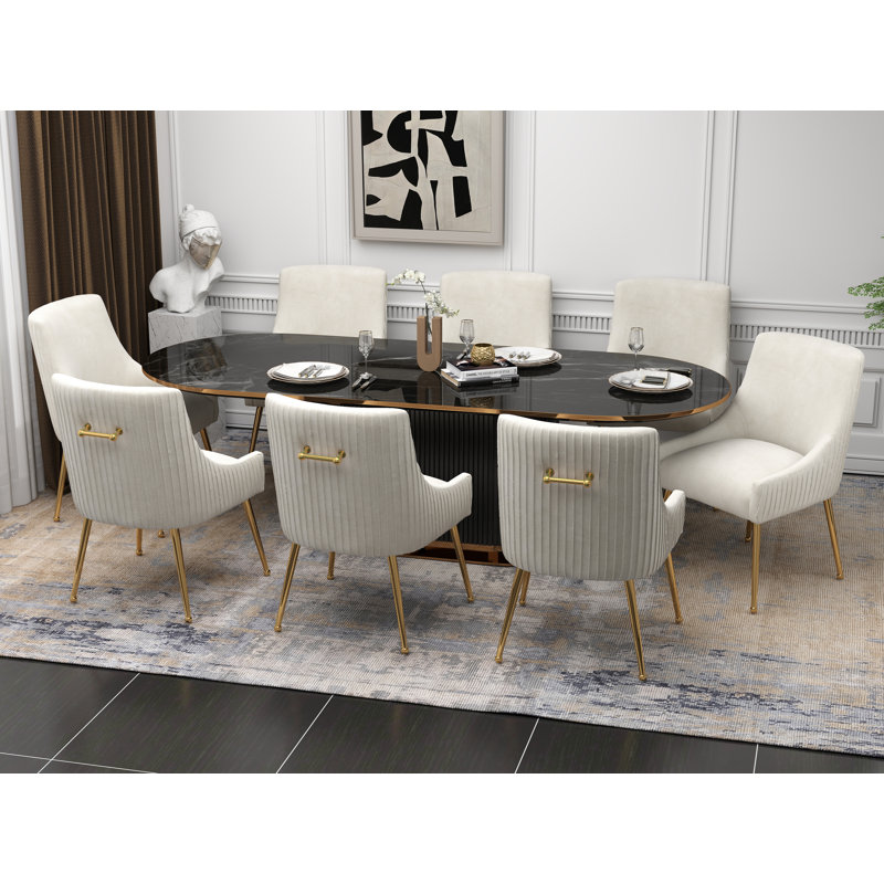 Baudel Velvet Upholstered Side Chair, Beige