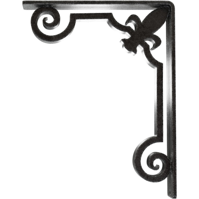 Support en fer forgé Fleur De Lis, Étain antique, H 10 po x l 2 po x P 7,5 po