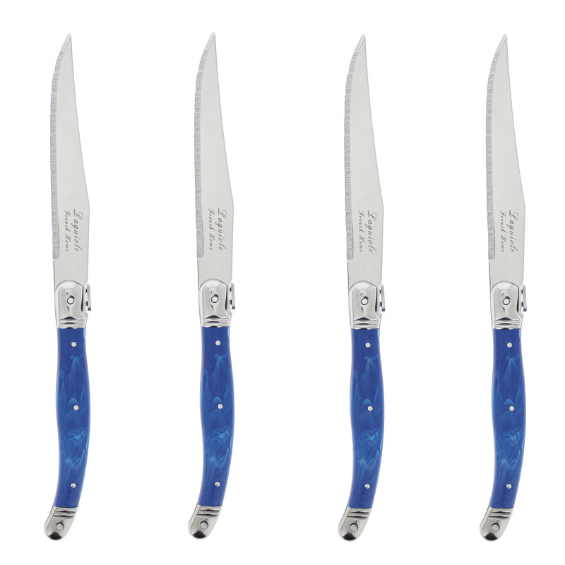 Ensemble de 4 couteaux à steak Laguiole French Home, Marbre bleu
