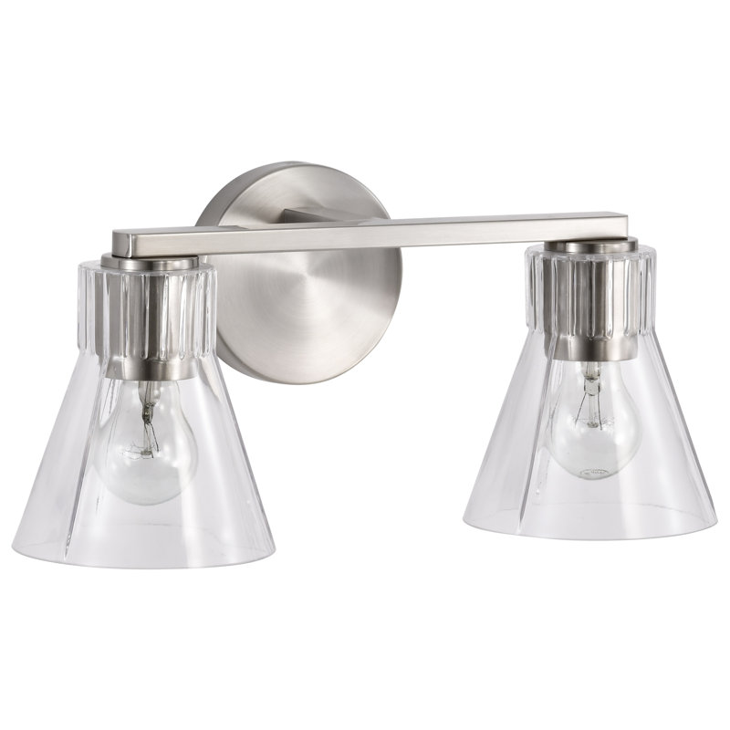 Spruill - Vanity - Clear Glass, 16" Width, 2 Lights, Brushed Nickel