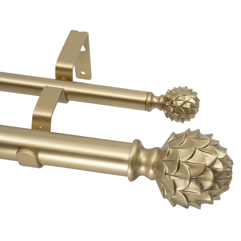 Naydine Adjustable Double Curtain Rod, 36" - 72", Gold