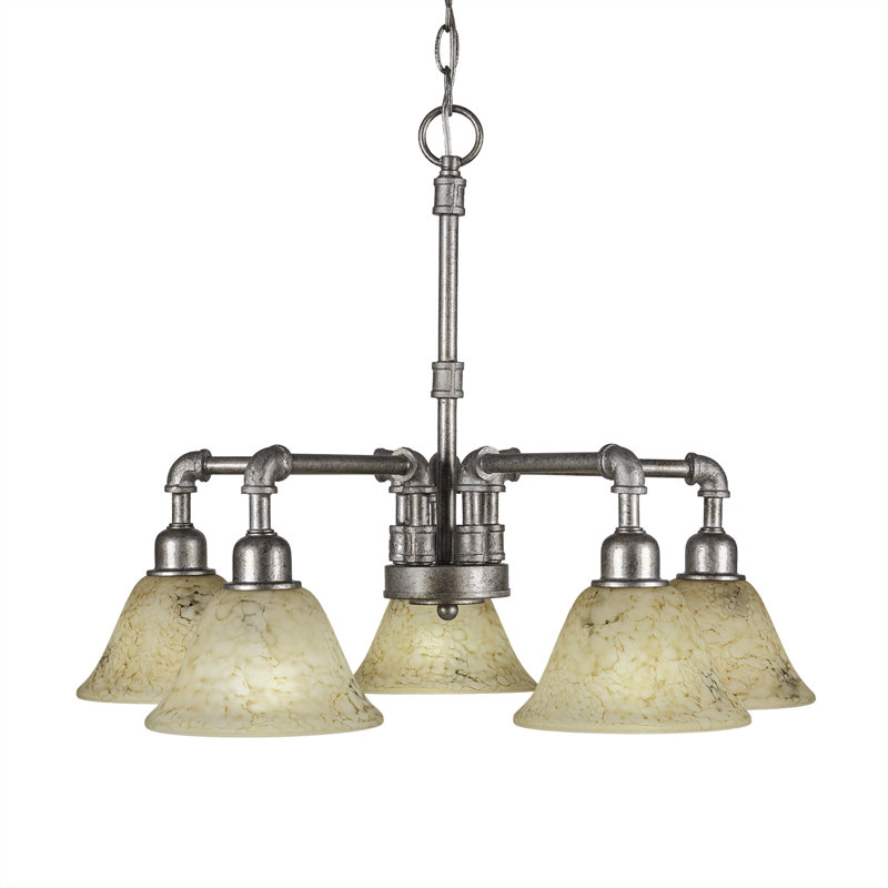 Lustre rétro avec 5 lumières Eilif, Argent vieilli