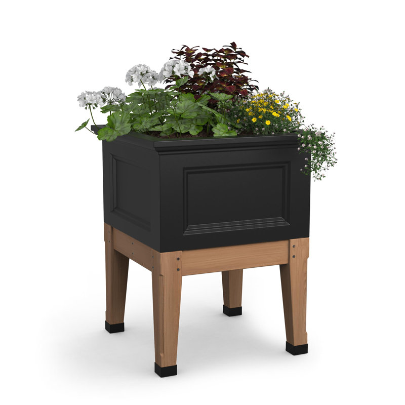 Boîte à fleurs en résine avec réservoir d'eau Arvester, Noir, 30'' H x 48'' W x 18'' D