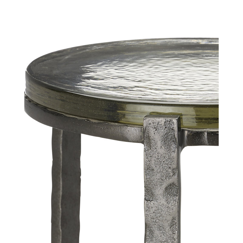Acea Glass End Table, Graphite, 23.5" H x 12" W x 12" D