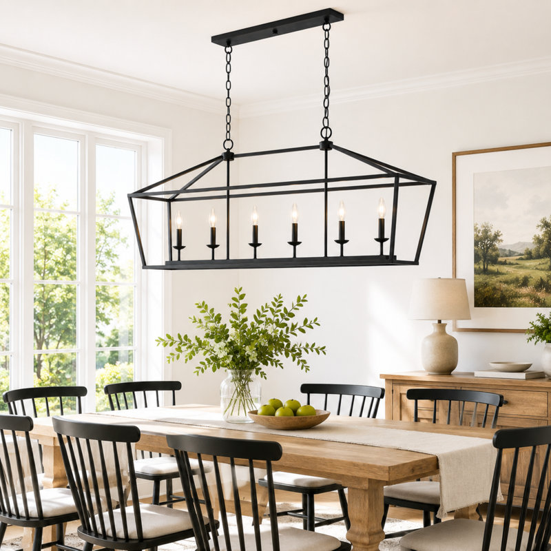 Demi 6 - Light Steel Dimmable Kitchen Island Chandelier UL Certified, Matte Black