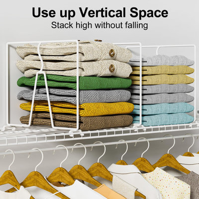 Wire Shelf Dividers For Closet: Tall 8 Pack 12-Inch Deep Wire Rack Accessories - Adjustable Purse Organizer For Clothes Handbags - Metal Pantry Separa