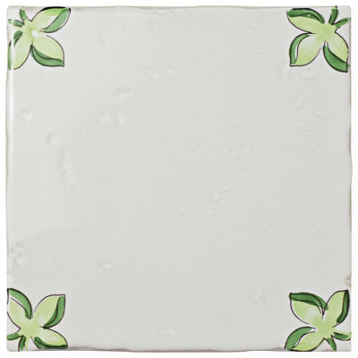 Novecento Paterna Series 5.13" x 5.13" Ceramic Decorative Accent Tile in Green/Orange