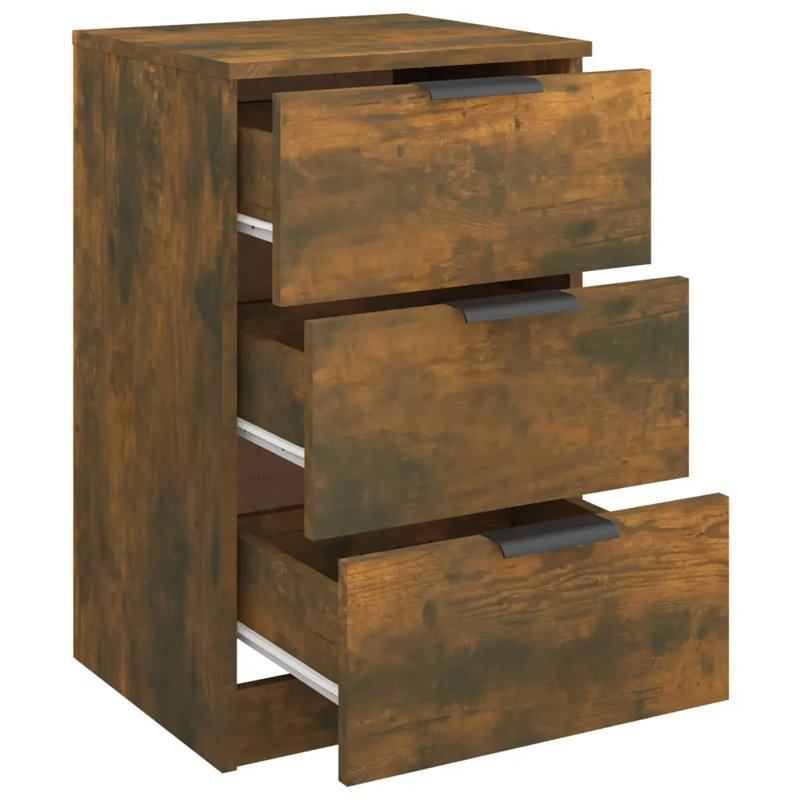 Ivell Bedside Cabinets, Set of 2, Smoked Oak