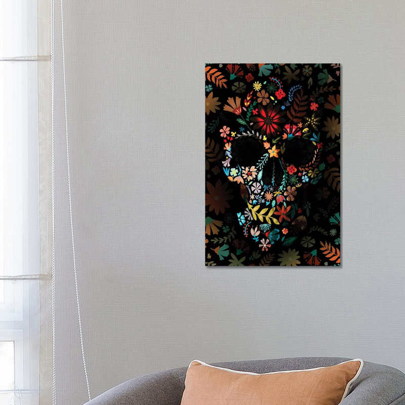 Flowery Skull by Ali Gulec - Wrapped Canvas Print, 66.04 cm H x 45.72 cm W x 1.91 cm D