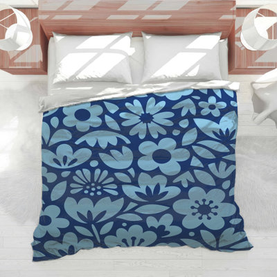 Édredon bleu à motif floral