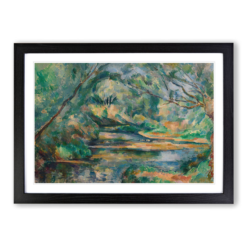 The Brook by Paul Cezanne - Picture Frame Painting, 48cm H x 65cm W x 2cm D, Black Framed