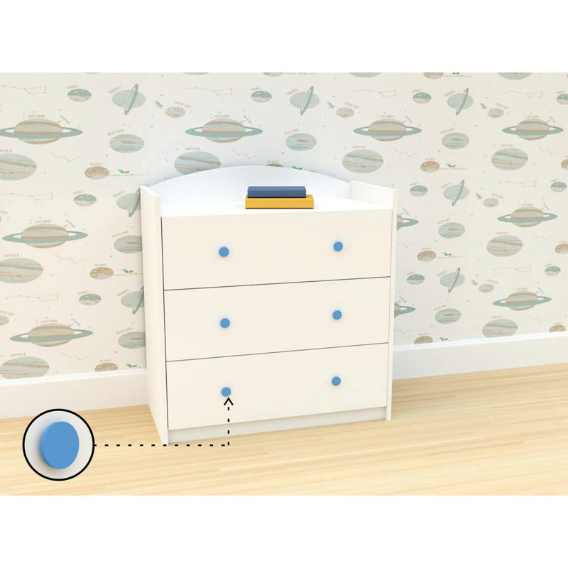 Chest of drawers K05 handle, White/Blue