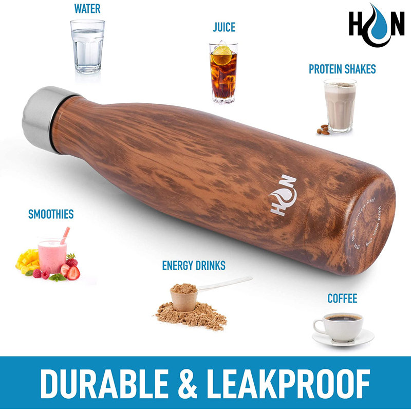 Hydration Nation 34oz Wood Grain Stainless Steel Insulated Water Bottle
