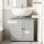 Armoire de meuble-lavabo autoportant sous le lavabo avec deux portes et une tablette réglable-119834468