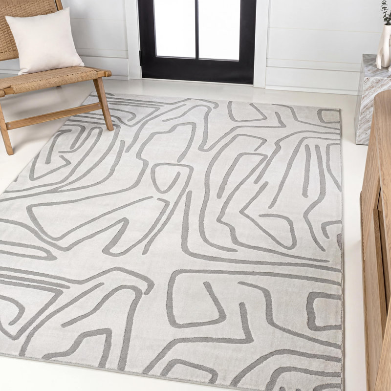 Tapis blanc / gris clair Sauvanne, Rectangle 7 pi 10 po x 10 pi