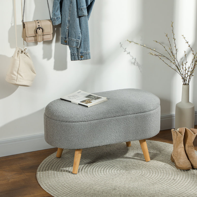 Godfried 82cm Wide Solid Colour Footstool Ottoman, Grey