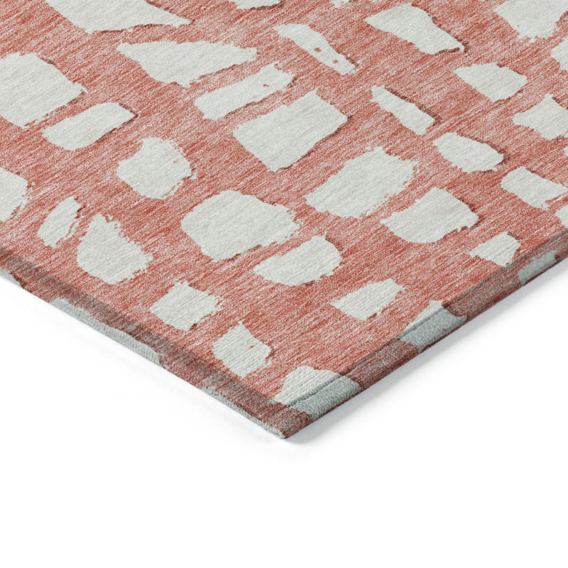 Tapis extérieur lavable abstrait saumon et ivoire 3 pi x 5 pi