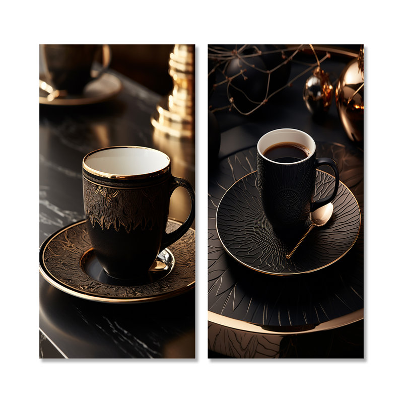 Black Coffee Espresso Eclipses - Ensemble de 2 décorations murales café en métal, H 28 po x l 24 po