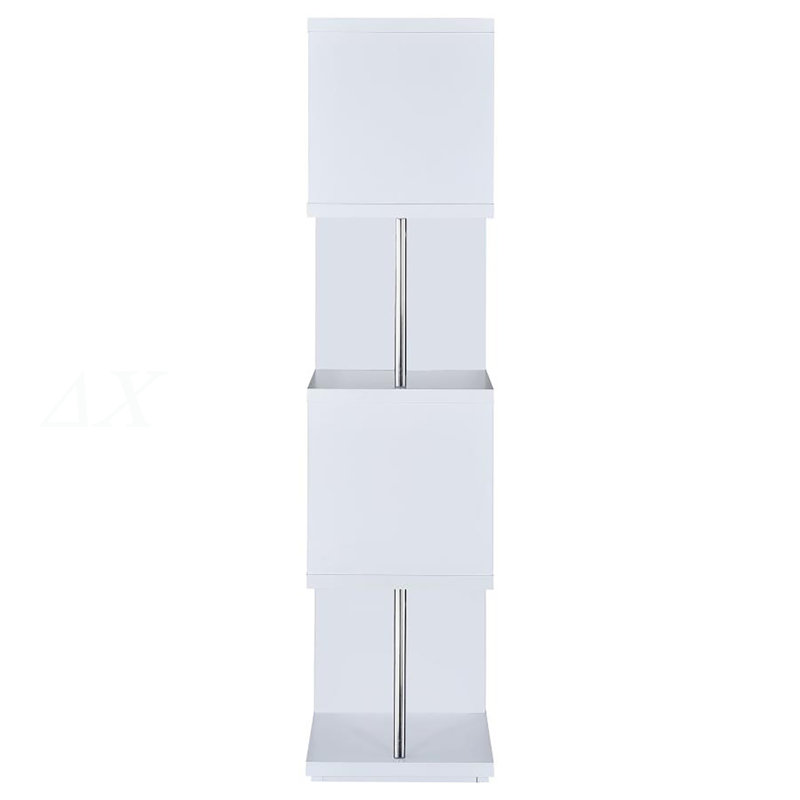 White and Chrome 4-tier Bookcase