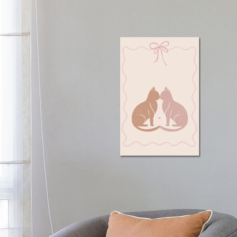 «Deux chats amoureux», reproduction d'art sur toile tendue, 26 po x 18 po, Toile tendue avec châssis, Sans cadre