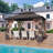 10 ft. x 12 ft. Double Roof Hardtop Patio Gazebo with Aluminum Frame and Curtains-97901349-97901350