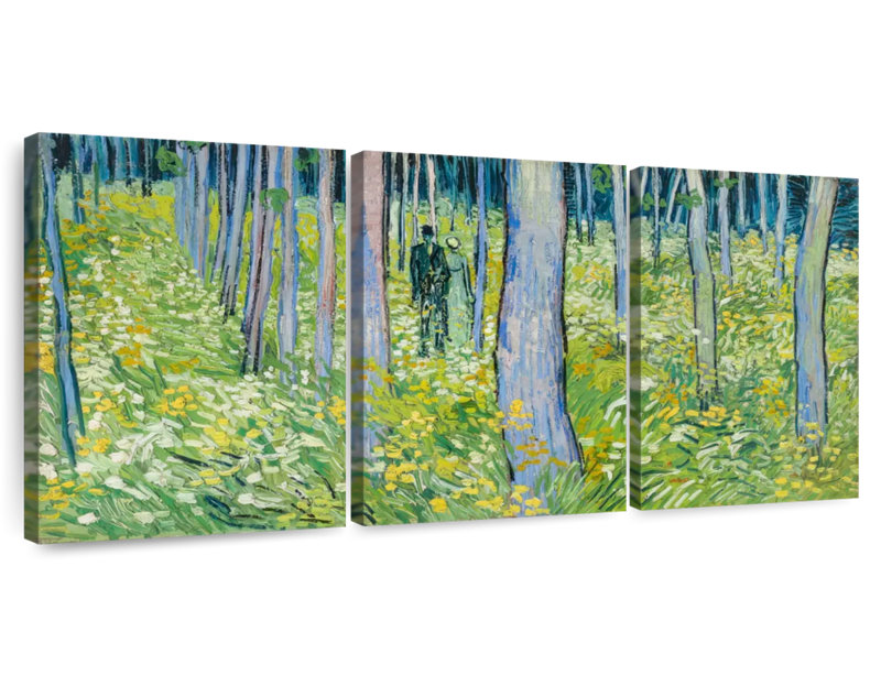 Alvord sous-bois avec deux personnages, H 18 po x l 38 po